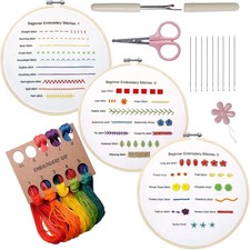 Embroidery Starter Kit set Learning Stitches 8.0x8.0 In for Beginners
