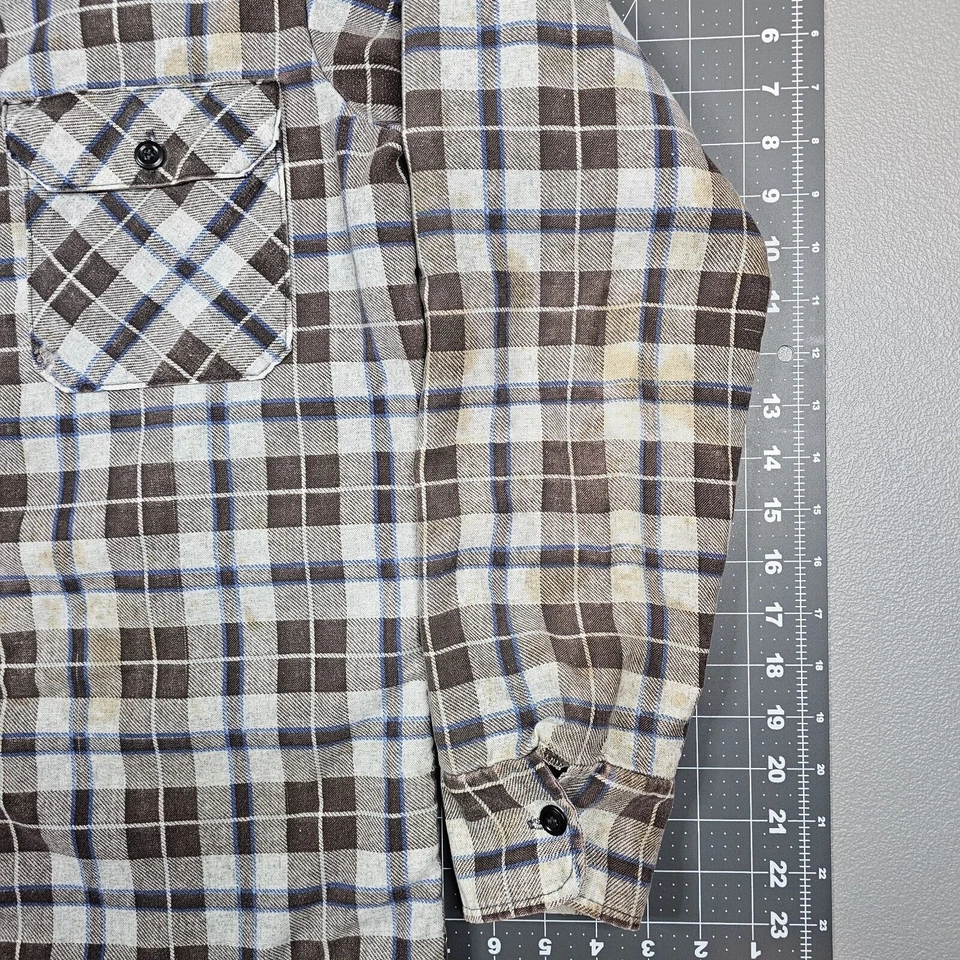 Vintage Sears Quilted Flannel Shirt Medium Lined Check Plaid 70s Grunge USA Made - Image 4 of 4