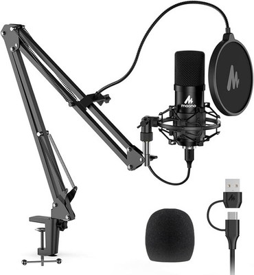 All-Metal USB Microphone with Adjustable Boom Arm - Ideal for Streaming & Gaming