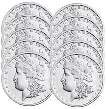 Lot of 10 - Private Mint Morgan Dollar Tribute - 1 oz .999 Fine Silver Rounds