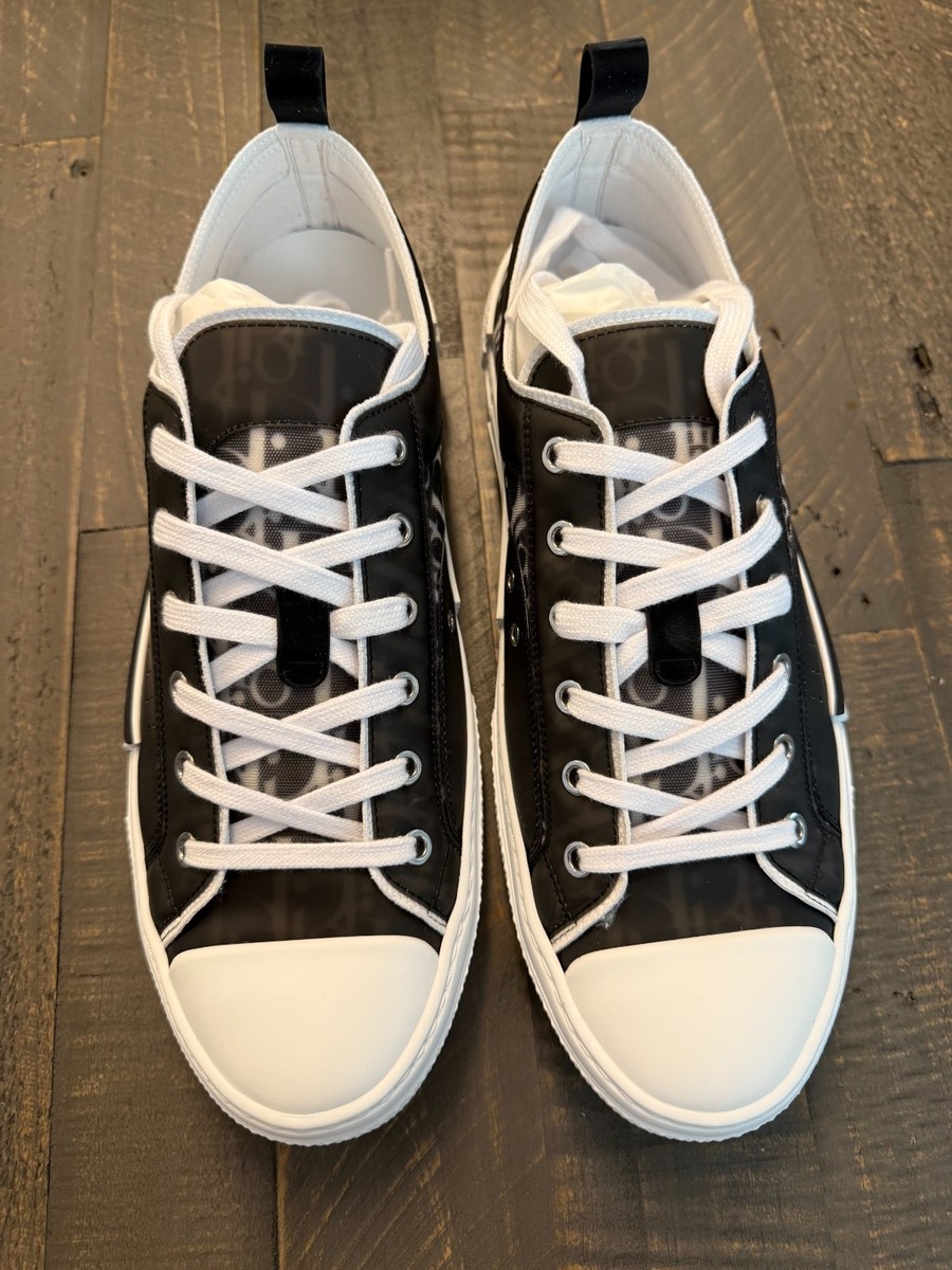 Dior Men B23 Low-Top Sneaker Black and White Oblique Canvas - Size