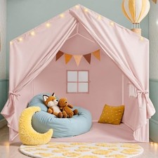 Kids Tent, Play Tent with Star Lights, Large Play Tents with 2 Windows, Pink