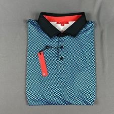 Redvanly Golf Shirt Polo Sleeve Logo Blake Print XL Blue Polyester NWT MSRP $110