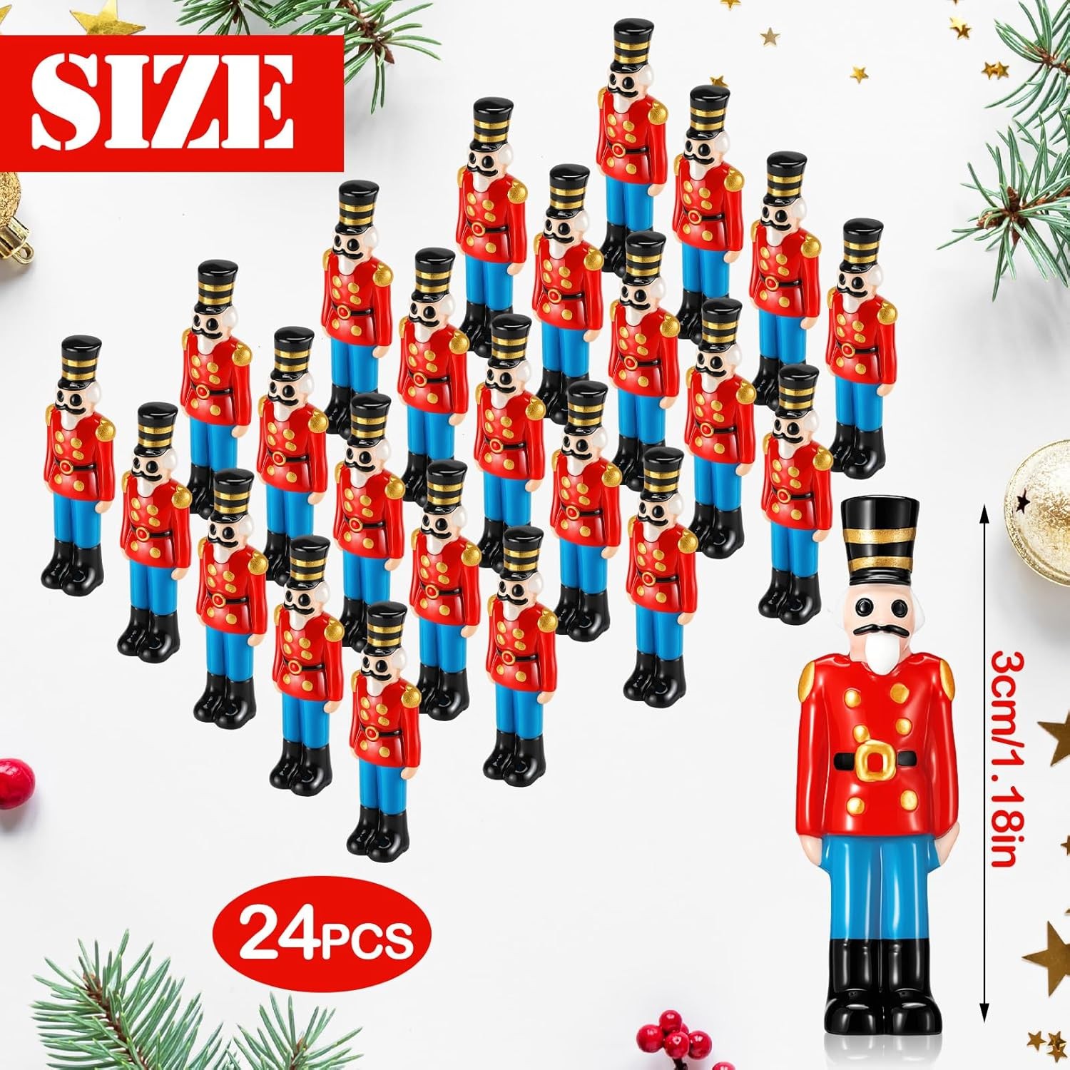 Chunful 24 Pcs Christmas Nutcracker Figurines Mini Resin Nutcracker Soldier Stat