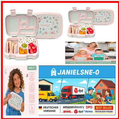 Bentgo Kids Prints Lunchbox für Kinder, auslaufsicher, 5 Fächer, Bento-Stil, ...
