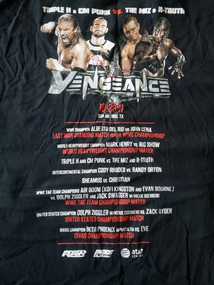 Reduced WWE VENGEANCE 2011 PPV  Shirt XXL  Cena Del Rio Cm punk HHH  - Image 3 of 4