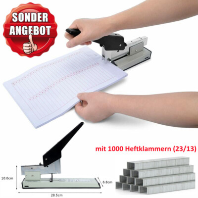 Hefter Heftgerät Metall Tacker Groß für bis 100 Blatt mit 1000 Heftklammern Büro