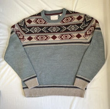 Original WEATHERPROOF Vintage Sweater Knit Diamond Stripes Pullover Men L Large