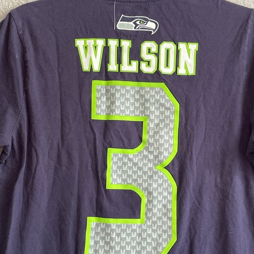 Russell Wilson Shirt Seahawks NFL #3 Youth XL Blue Crew Beck Cotton Short Slv - Picture 10 of 11
