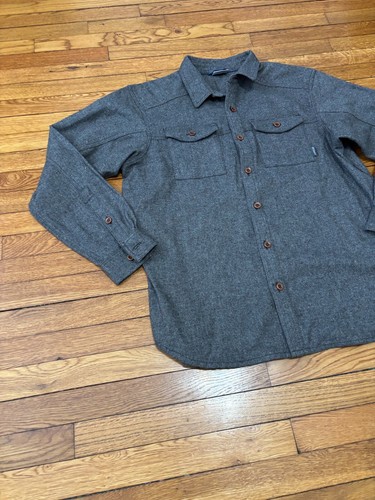 Columbia Men Button Down Shirt Size XL Gray Thick Wool Blend Heavy Workwear Top - Picture 2 of 6