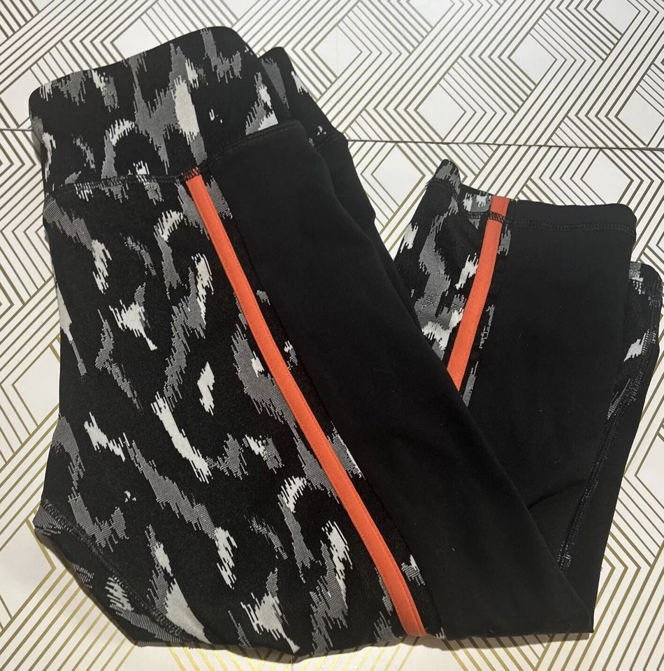 Trina Turk Leggings Mujer Negro/Rosa Rayas Capri Pantalón Yoga Talla Pequeña Foto 2 de 4