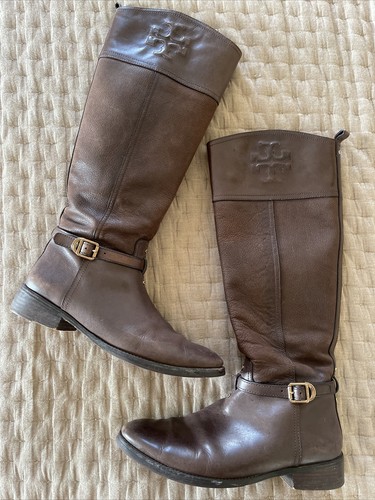 Tory Burch Blaire Tall Riding Boots Brown Leather Knee High  (Box C) |  eBay