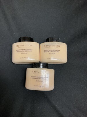Lot Of 3 Makeup Revolution London Luxury Baking Powder Banana 1.47 Oz