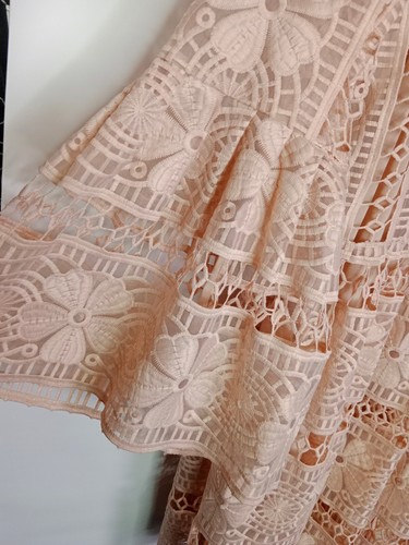 Thurley Womens Size 8 Beige Nude Mini Dress Crochet Floral Lace - Picture 7 of 8