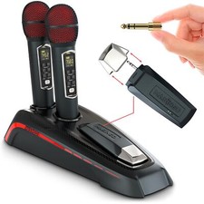 MASINGO 2 Wireless Karaoke Microphones Integrated Bluetooth Receiver - Conne...