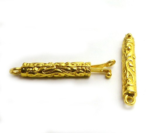 5 Pièces 31X18X8MM Uni Cuivre Bali Boîte Fermoir 2 Brin 18K Plaqué Or 228