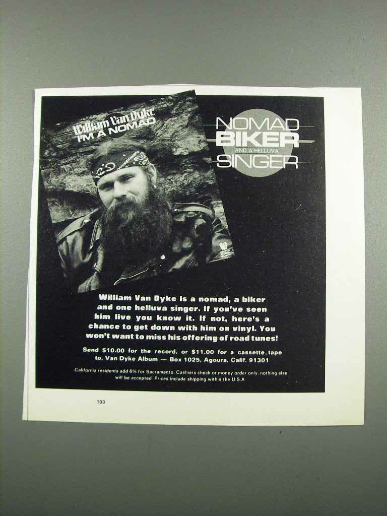 1983 William Van Dyke I'm a Nomad Album Ad