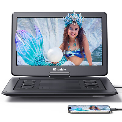 19'' Full HD DVD Player Portable with 16'' Large Swivel Screen Battery USB AV OUT