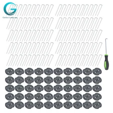 100Pcs Galvanized Landscape Pins Staples Easy To Mount W/ Gasket Washer Caps 6In