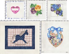 CHOICE: Custom Painted NEEDLEPOINT Canvas Hobby Horse Flowers Locket Heart