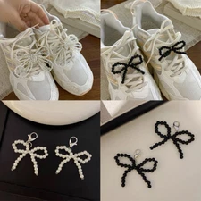 Shoe Buckle Shoes Charms Bowknot Pearl Shoes Pendant Shoelaces Clips Gift 1 Pa '
