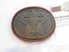 Marlboro Belt Buckle Solid Brass Longhorn Steer Philip Morris 1987 Advertising