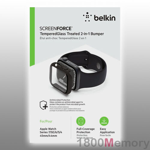 Belkin Screen Force Tempered Glass Protector + Bumper for Watch 7 45mm SE 6  5 4 745883841264 | eBay