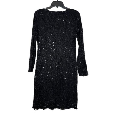 Marina Sequin Lace Long Sleeve Sheath Dress Size S | eBay