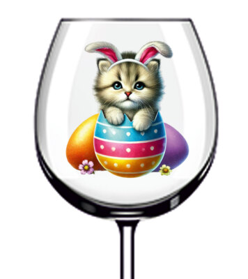 12x bunte Ostern Katze Eier Vinyl Aufkleber Abziehbild Becher Weinglas Flasche Becher