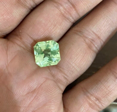 10.60 CT Natural Fine Ceylon Green Sapphire Asscher Cut Loose Certified Gemstone