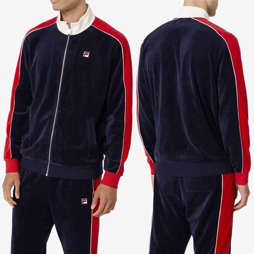 Men's Fila Navy Red Ecru Velour Fashion 