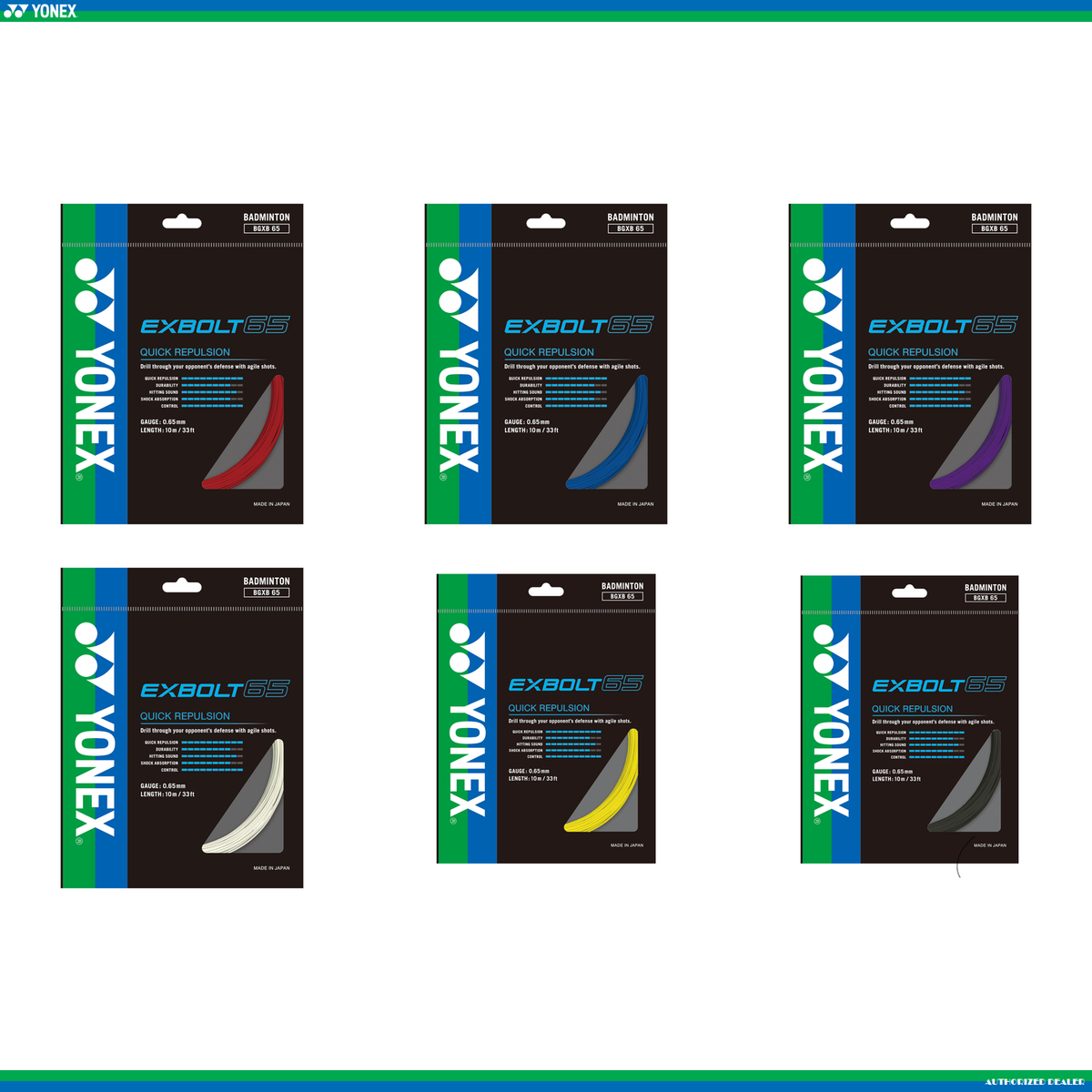 YONEX Badminton String 10M Pack - EXBOLT 65 – 7 Colours Available