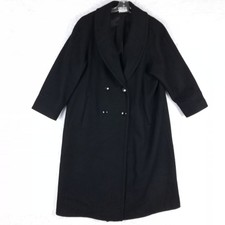 Mario De Pinto Womens Coat Double Breasted Wool Long Maxi Black Usa 2x