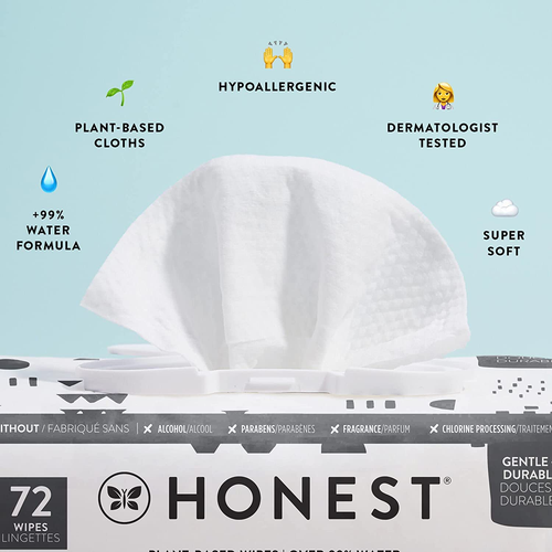 The Honest Clean Conscious Wipes 100% Plant-Based 99% Water Baby Wipe 576 count - Picture 4 of 12