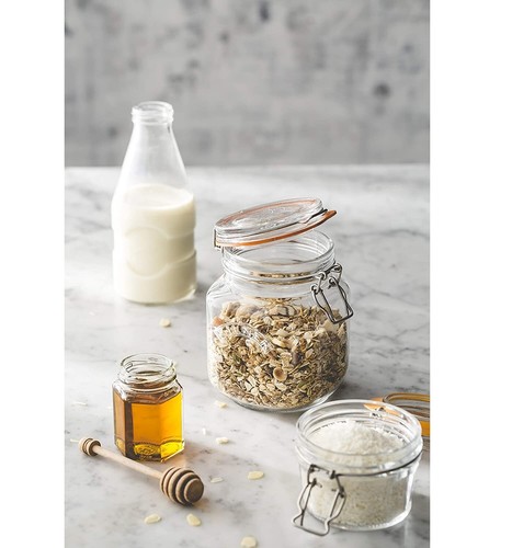 Kilner 3pc Clip Top Square 2L Glass Food Storage Coffee Flour Holder Kitchenware - Picture 5 of 6