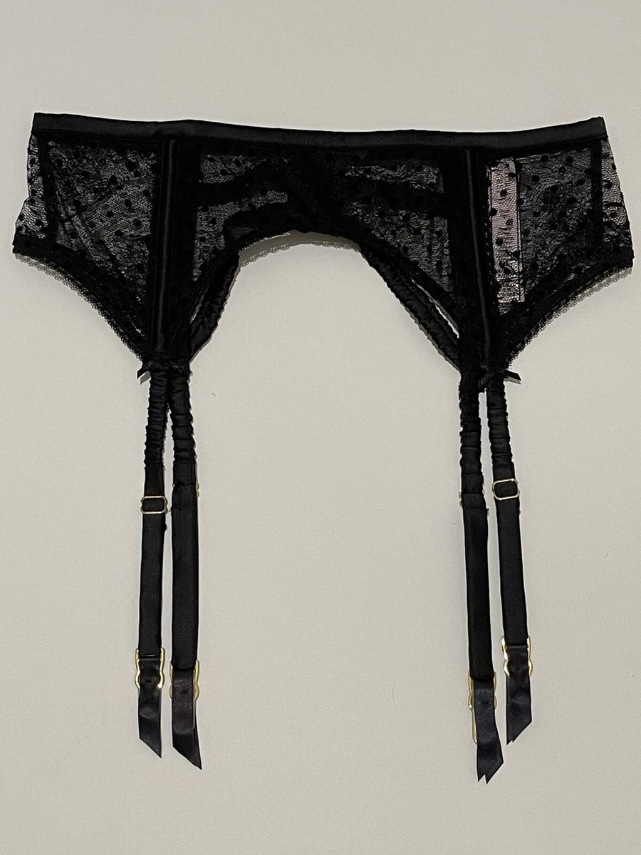 VICTORIA'S SECRET DREAM ANGELS GARTER BELT BLACK POLKA DOT SIZE XS *BRAND  NEW