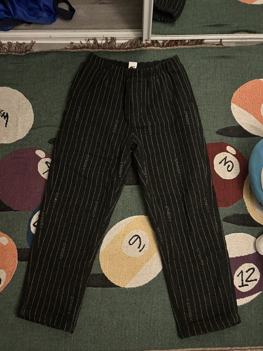 NIKE X STUSSY NRG STRIPE WOOL PANT - BLACK/DARK ANTIQUE BLACK/WHITE