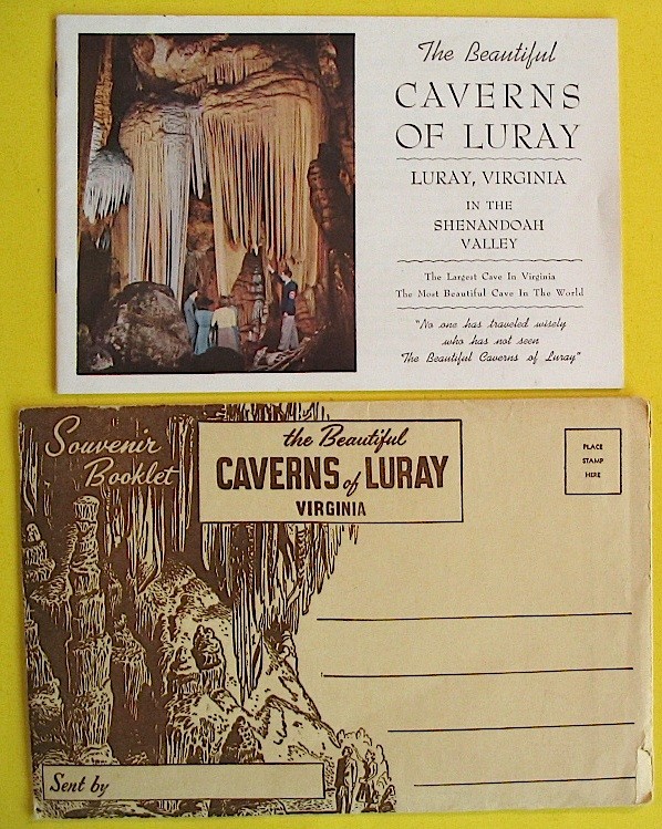The Beautiful Caverns of Luray Vintage 1954 Souvenir Booklet & Envelope Virginia