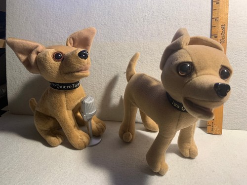 Vintage TACO BELL Yo Quiero Singing/Talking Plush Chihuahua Dogs - 2 Pcs - Works - Picture 1 of 4