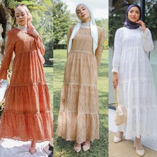Dubai Abaya Women Ruffles Casual Long Dress Muslim Kaftan Islamic Evening Gown
