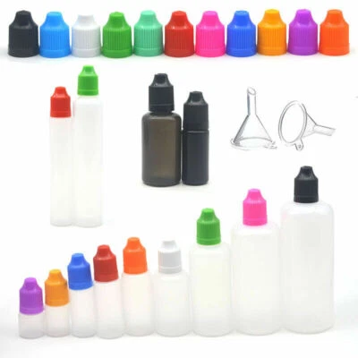 5ml-100ml PET Plastik Leer Flaschen Tropfflaschen Liquidflaschen Trichte