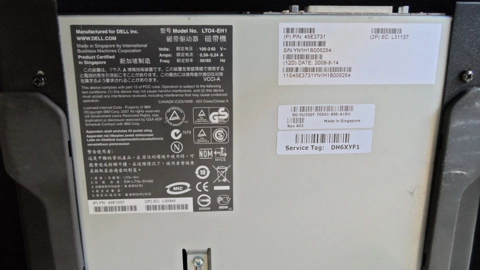 DELL LTO3 Ultrium3 SCSI HH 45E3731 0U306F U306F 45E1037 External Tape Drive - Image 3 of 3