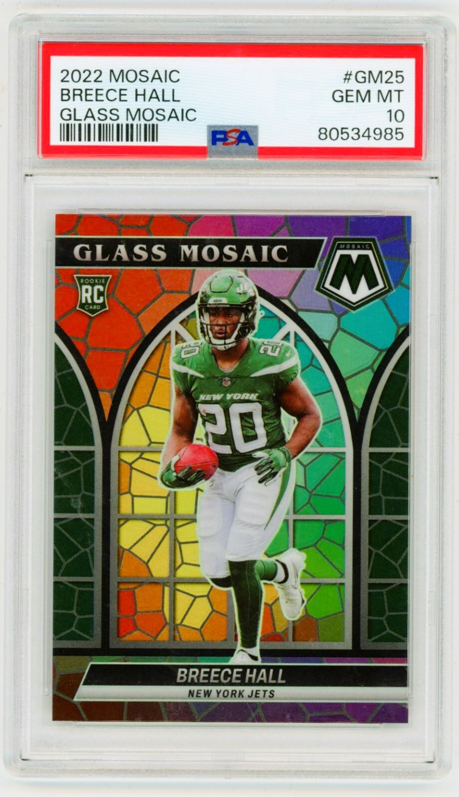 BREECE HALL 2022 Panini Mosaic Stained Glass SP Rookie Card RC PSA 10
