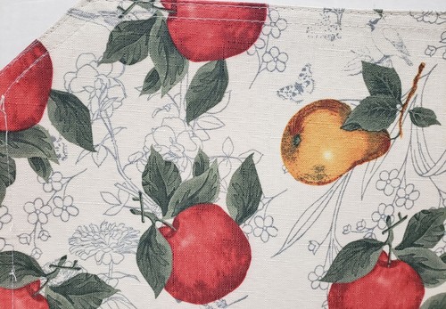 SET OF 4 LINEN FABRIC PLACEMATS 12" x 18", APPLES & PEARS ON WHITE, BH - 第 6/15 張圖片