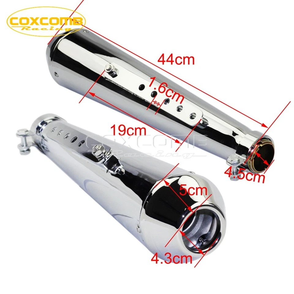2Pcs Universal Motorbike Exhaust Silencer Reverse Cone Shorty Megaphone Muffler - Image 2 of 4