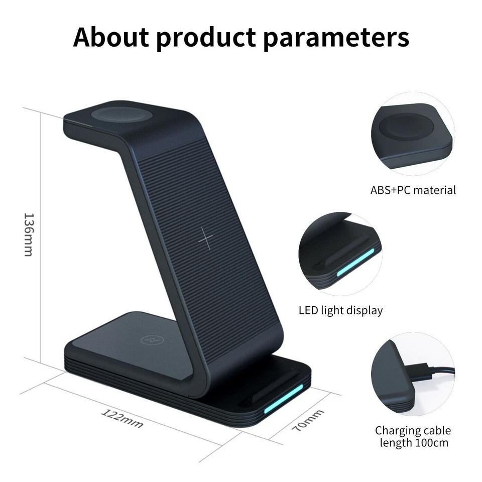New 3 IN 1 Wireless Charger Charging Dock Stand for iPhones Airpods iWatch 25W - Image 4 of 4