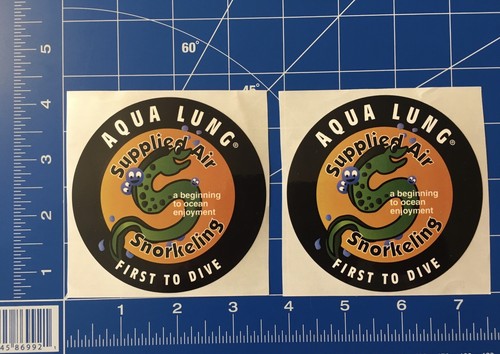 Lot 2 Aqua Lung Diving Air Glossy Sticker Dive Diver Scuba Snorkeling - Picture 2 of 8