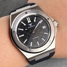 40mm Tandorio Black Texture Dial Japan NH35A Automatic Mens Watch Rubber strap