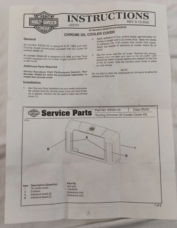 HARLEY DAVIDSON GENUINE 99-UP TOURING CHROME OIL COOLER COVER 63032-05 - Image 3 of 4