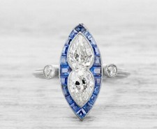 Art Deco Style Lab Created Diamond Engagement Anniversary 14K White Gold FN Ring